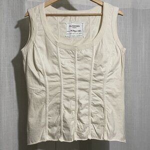 Alabama Chanin organic cotton off-white  structured top usa XL #AC429